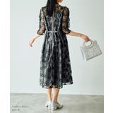 パワーショルダーレースドレス 花柄刺繍 オケージョン | AUNI | 詳細画像18 