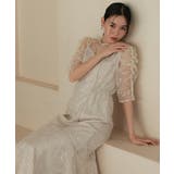 フローラルレイヤードチュールドレス パフスリーブ マーメイド オケージョン | AUNI | 詳細画像6 