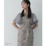 サーキュラースリーブフラワードレス Iライン フロッキー素材 花柄 | AUNI | 詳細画像9 