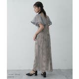 サーキュラースリーブフラワードレス Iライン フロッキー素材 花柄 | AUNI | 詳細画像10 