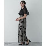 サーキュラースリーブフラワードレス Iライン フロッキー素材 花柄 | AUNI | 詳細画像17 