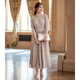 モカベージュ | パーティードレス 結婚式 ワンピース ドレス ロングドレス 袖あり レース | AUNI