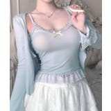 ブルー | 裾レース チビリボンデザインキャミソール | Axis