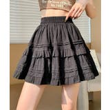 ブラック | ドット刺繍 フリルレースミニスカート/インナーパンツ付き | Axis