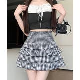 ブラック | チェックティアードミニスカート | Axis