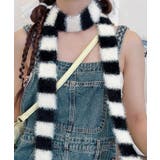 ボーダー柄ファーナローマフラー | Axis | 詳細画像1 