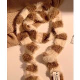 ベージュ | ボーダー柄ファーナローマフラー | Axis