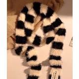 ブラック | ボーダー柄ファーナローマフラー | Axis