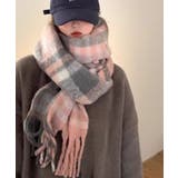 グレー系 | アソート フリンジマフラー ソリッド チェック 大判 | Axis