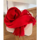 レッド | アソート フリンジマフラー ソリッド チェック 大判 | Axis