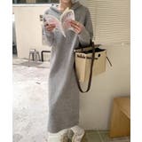 グレー | ロングニットワンピース フーディー | Axis