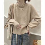 ベージュ | ボタン付きデザインニットプルオーバー | Axis