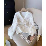 ホワイト | ラメ入りシャギーカーディガン | Axis