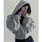 グレー | ショート丈 フード付きパーカー | Axis