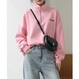 ピンク | ワンポイント刺繍入り ハーフジップスウェット | Axis