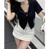 ブラック | クロップド丈ZIPパーカー | Axis