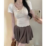 フロントリボン ギャザーデザインコンパクトTシャツ | Axis | 詳細画像11 