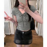 フロントリボン ギャザーデザインコンパクトTシャツ | Axis | 詳細画像2 