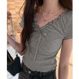 フロントリボン ギャザーデザインコンパクトTシャツ | Axis | 詳細画像3 