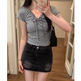 フロントリボン ギャザーデザインコンパクトTシャツ | Axis | 詳細画像4 