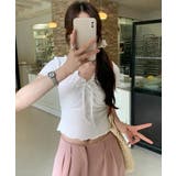 フロントリボン ギャザーデザインコンパクトTシャツ | Axis | 詳細画像7 