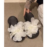 ホワイト系 | チュールフラワーサンダル | Axis