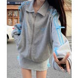 グレー系 | リボン付きスウエットZIPトップス | Axis