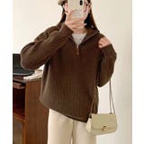 ブラウン | スタンドハーフジップニット | Axis