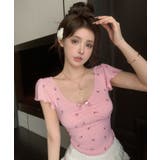 小花モチーフ チビリボン コンパクト Tシャツ | Axis | 詳細画像8 