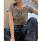 レースアップデザイン ショート丈 トップス | Axis | 詳細画像6 