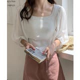 袖シフォン スクエアネックリブトップス | Axis | 詳細画像2 