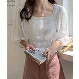 袖シフォン スクエアネックリブトップス | Axis | 詳細画像3 