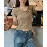 フロント編み上げカットオフアシンメトリーTシャツ | Axis | 詳細画像2 