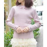 ピンク | バラボトルネックリブプルオーバー | axes femme