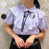 シアーチェック肩あきブラウス | axes femme | 詳細画像1