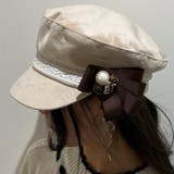 ベージュ | ブローチ付ベロアキャスケット | axes femme