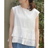 白 | 裾フリルノースリーブブラウス | axes femme
