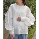 白 | フリル袖ロングシャツ | axes femme