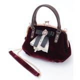 ワイン | カメオ付リボンベロアバッグ | axes femme