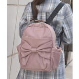 ピンク | リボン付撥水ナイロンリュック | axes femme