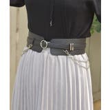 黒 | チェーン付き太幅合皮ベルト | axes femme