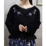 黒 | ローズ刺繍フェザーニット | axes femme