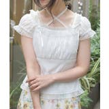 白 | ローズ付ふくれジャガードトップス | axes femme