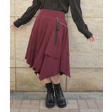 ワイン | チェーンリボン付イレヘムスカート | axes femme