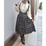 紺 | サスペンダー付チェック柄スカート | axes femme