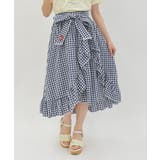 紺 | チェリー刺繍チェックスカート | axes femme