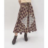 赤 | チェック柄レースフリルスカート | axes femme