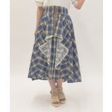 ブルー | チェック柄レースフリルスカート | axes femme