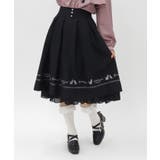 黒 | ネコ×楽譜刺繍スカート | axes femme