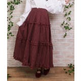 ワイン | リボン付ロングティアードスカート | axes femme